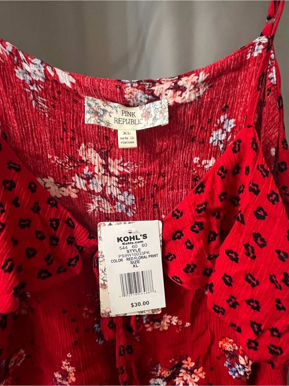 Pink Republic Red Floral Ruffle Cami - Picture 2 of 2
